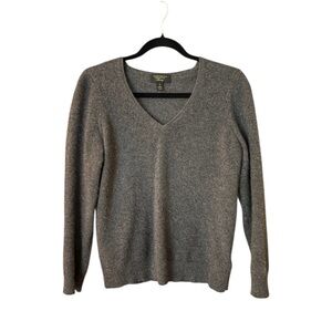 Cashmere Sweater Charter Club Heather Gray Women’s V-Neck Size Medium